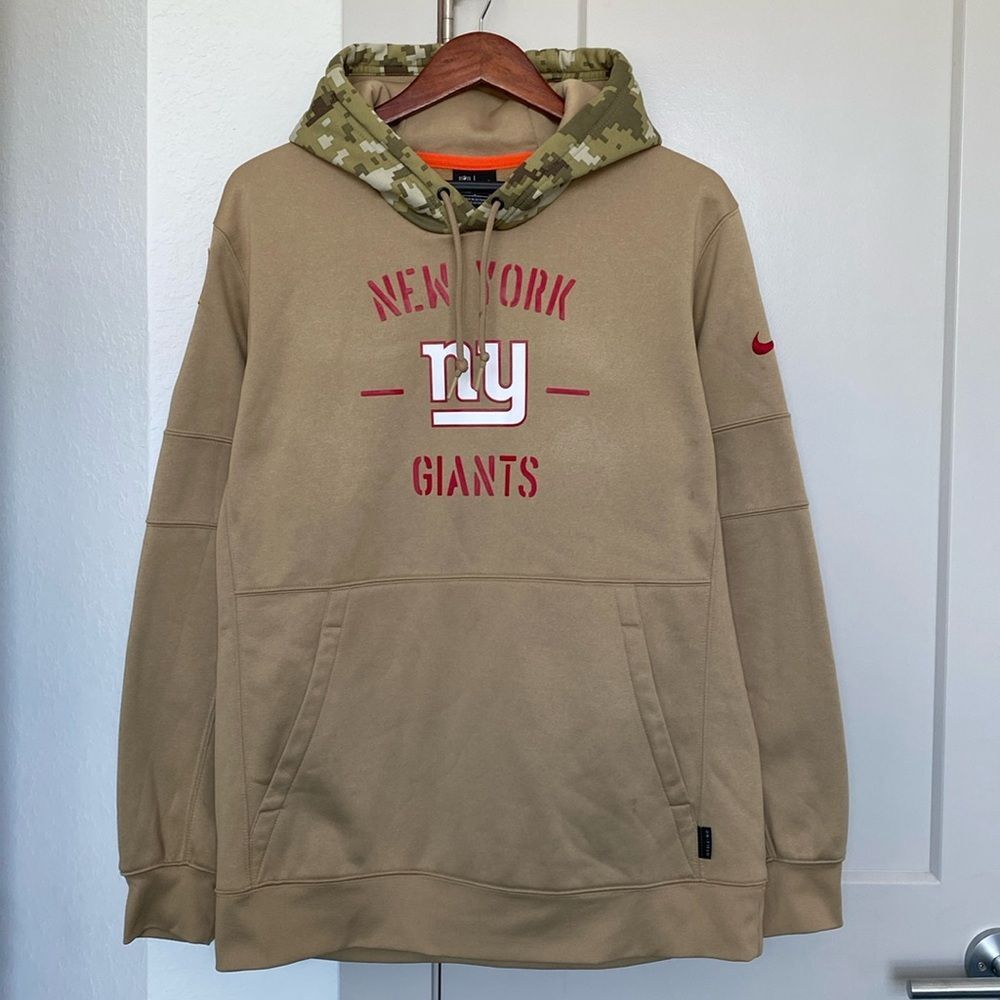 NIKE NEW YORK GIANTS SALUTE TO SERVICE TAN GRAPHIC HOODIE MENS LARGE - Picture 1 of 9